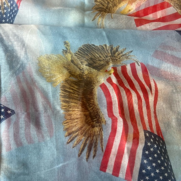 NWT Woodland Creek Eagle and Flag Americana Long Rectangular Sheer Scarf - Picture 2 of 5